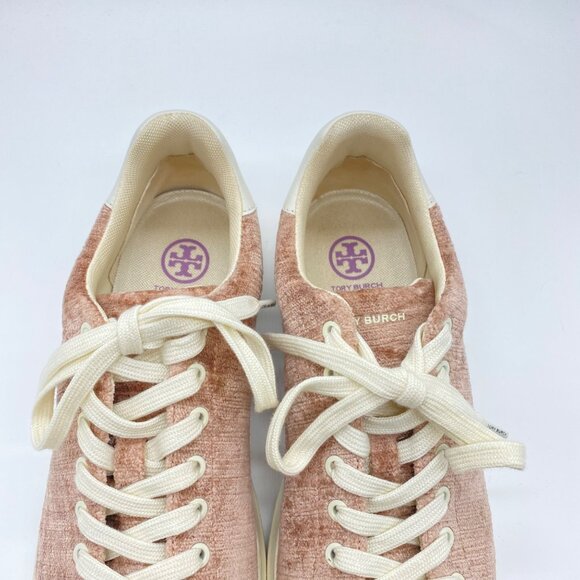 Tory Burch Women's Size 9 Howell Court Textured Velvet Sneakers Shoes Mauve Pink - Picture 4 of 11